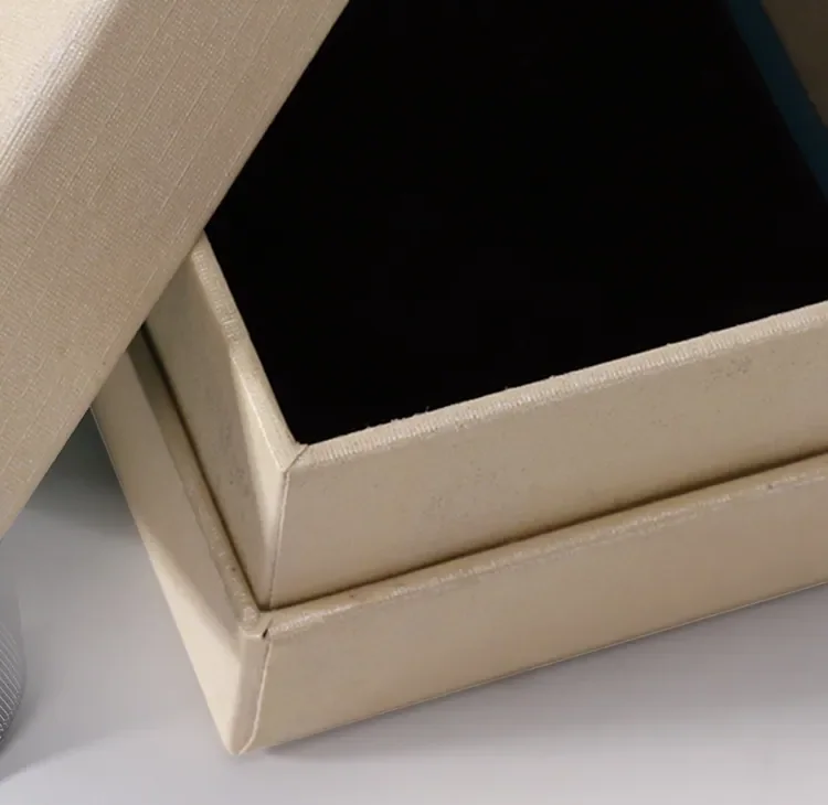 Beige Cream Custom Jewelry Ring Box — reference photograph 5
