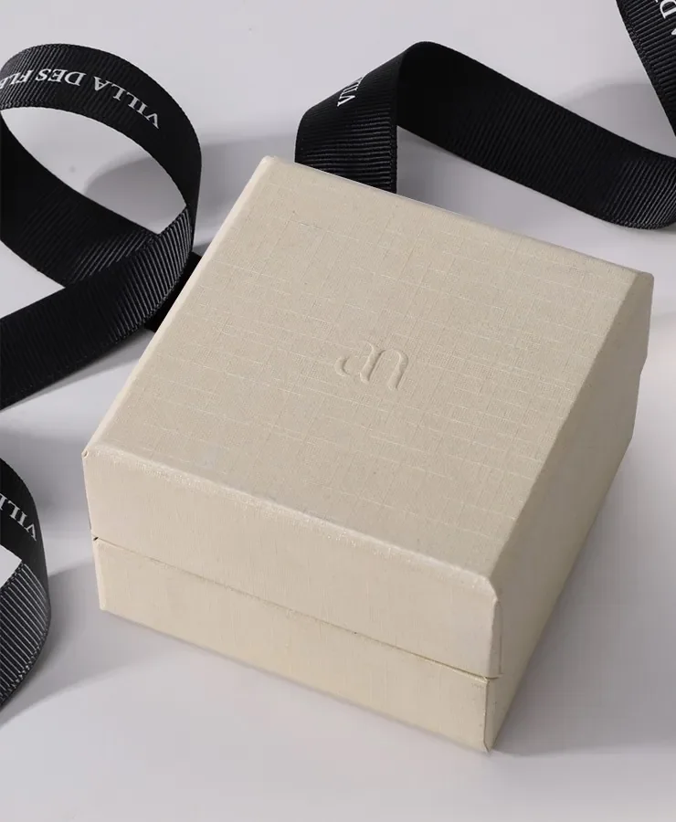 Beige Cream Custom Jewelry Ring Box — reference photograph 6
