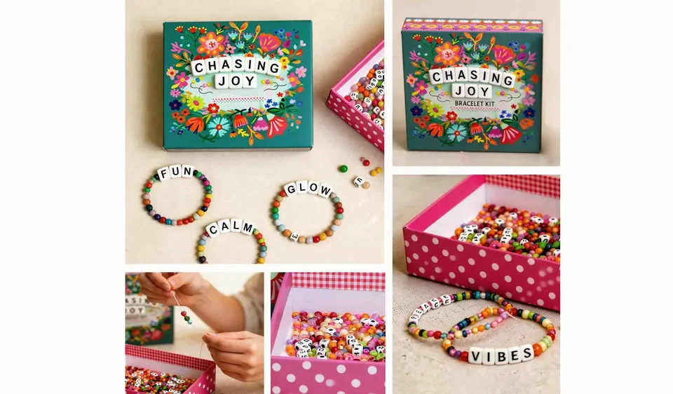 Colorful Floral Magnetic Flip-Top Kids Bracelet Jewelry Box — reference photograph 2