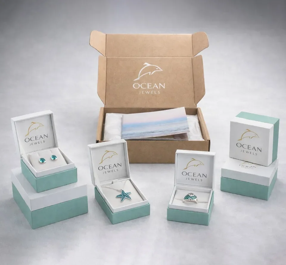 Custom Luxury Jewelry Packaging Set with Rigid Gift Boxes and Mailer Box — reference photograph 1