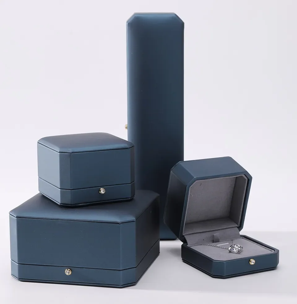 Elegant Dark Blue Silk Jewelry Box Set — reference photograph 2