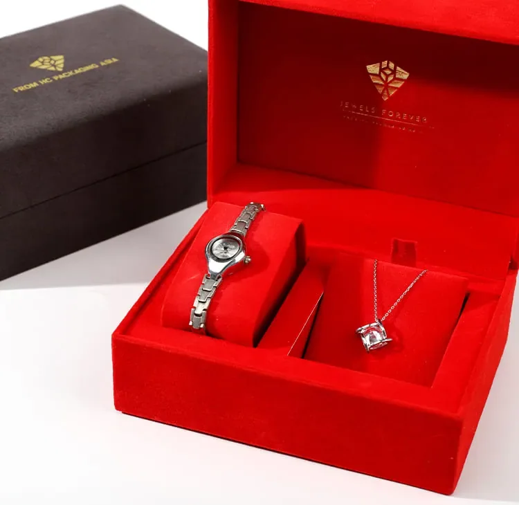 Gray+Red Velvet Watch Box — reference photograph 5