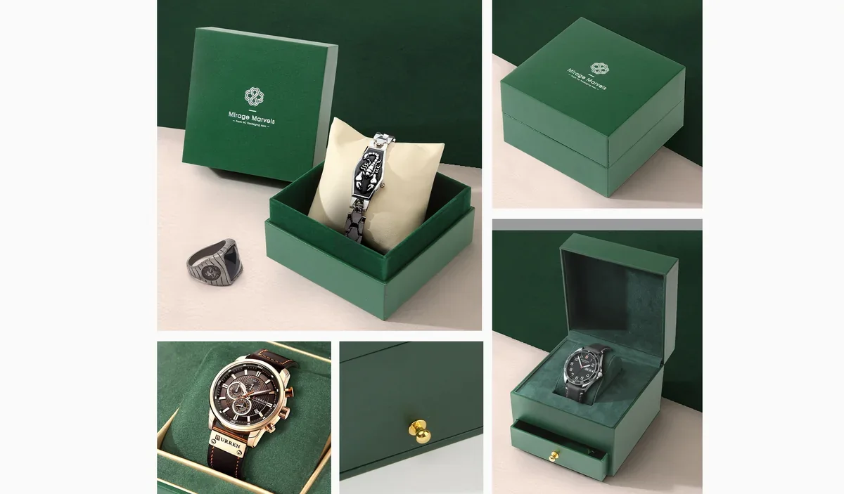 Jewelry presentation boxes and packaging details
