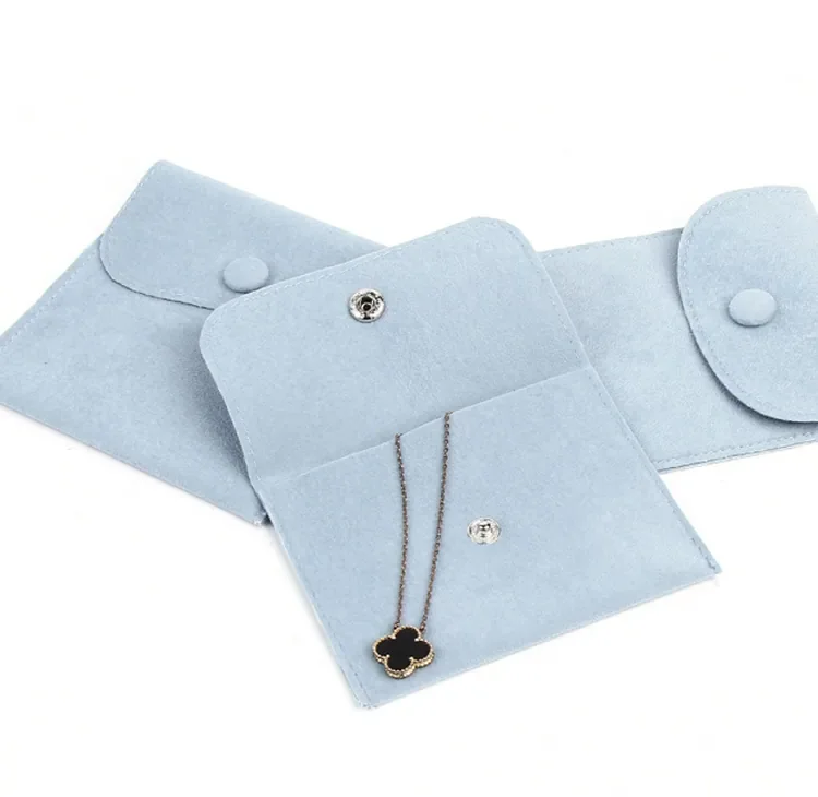 Microfiber Envelope Button Closure Jewelry Pouch — reference photograph 5