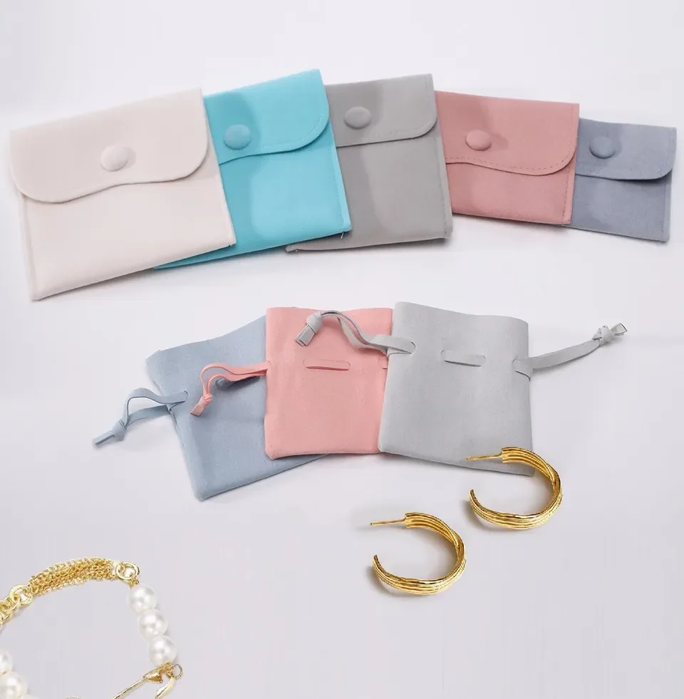 Microfiber Envelope Button Closure Jewelry Pouch — reference photograph 2