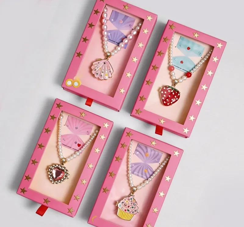 Pink Starry Kids Necklace Gift Box