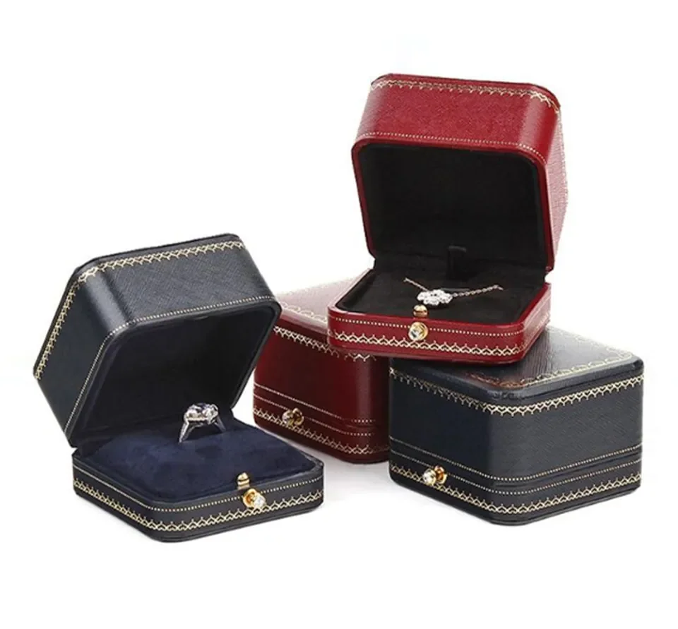 Red Octagonal Leather Ring Box — reference photograph 1