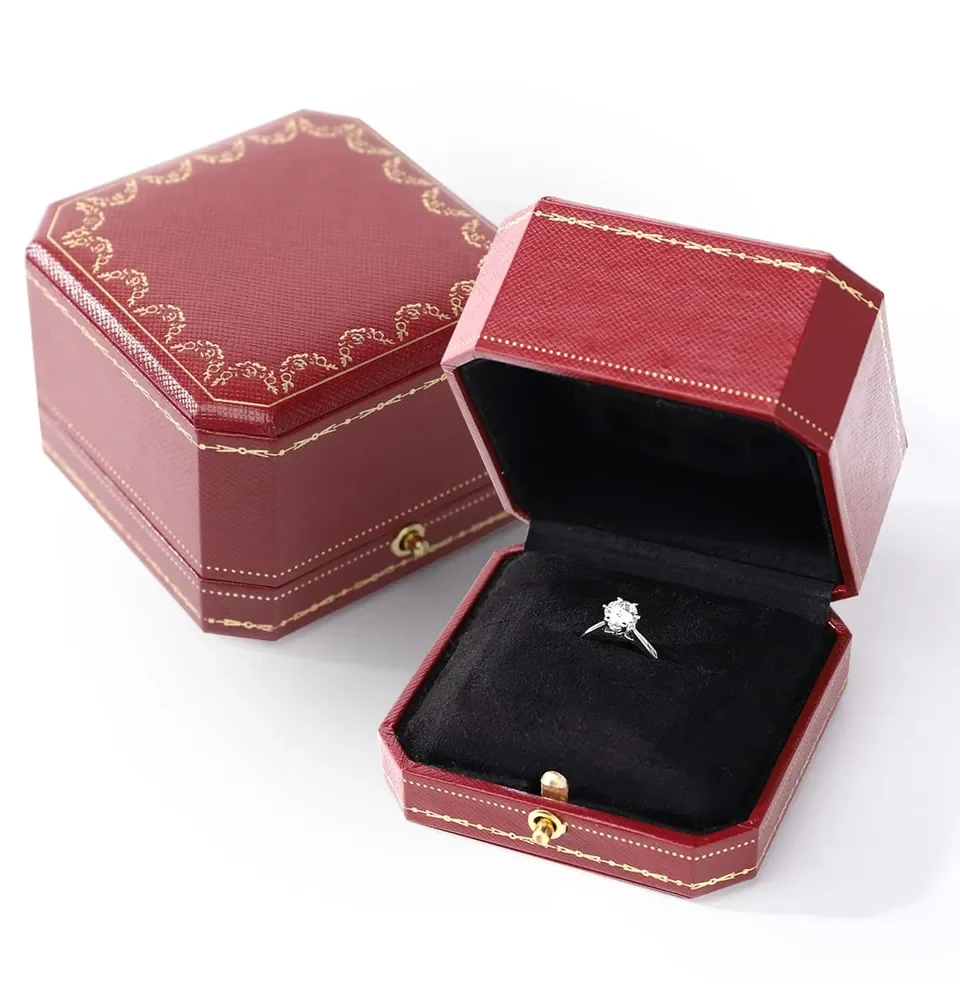 Red Octagonal Leather Ring Box — reference photograph 2
