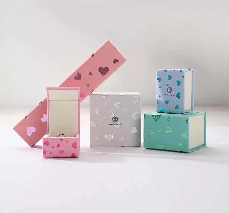 Romantic Heart Pattern Flip Lid Jewellery Packaging Box