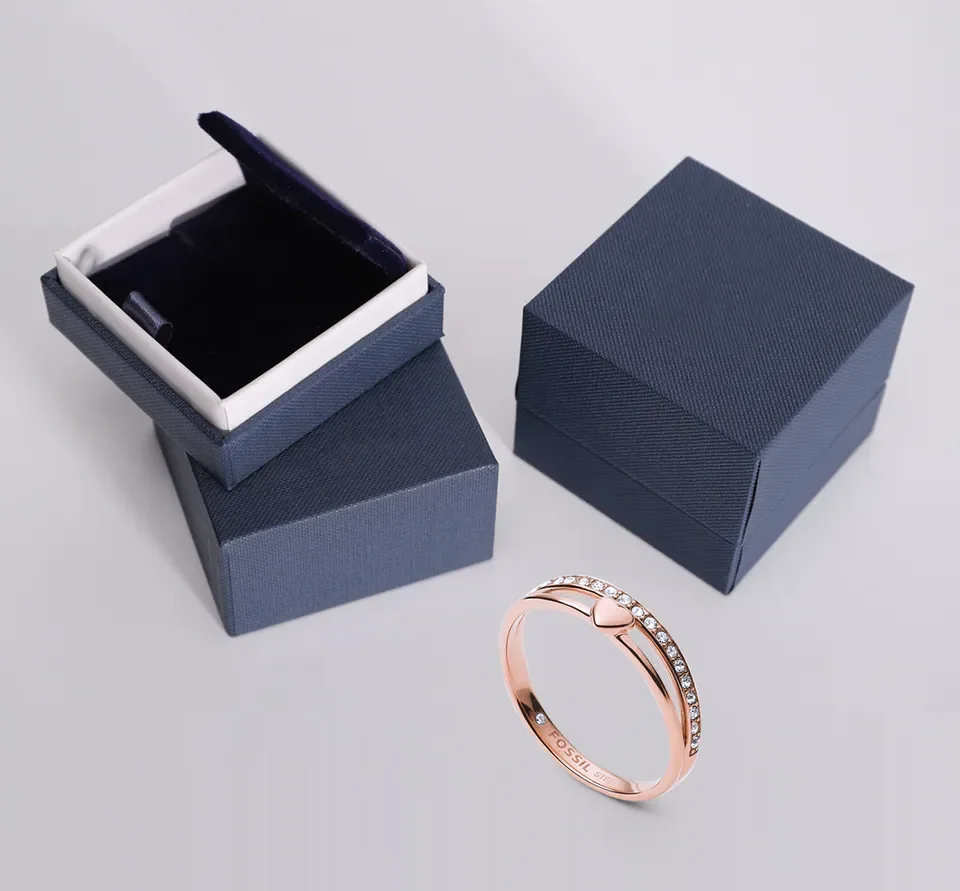 Texture Blue Custom Jewelry Ring Box — reference photograph 1