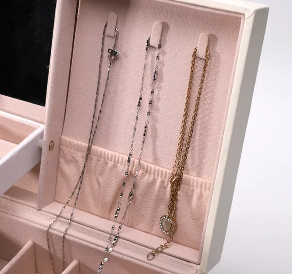 White Leather Jewelry Box Set — reference photograph 3